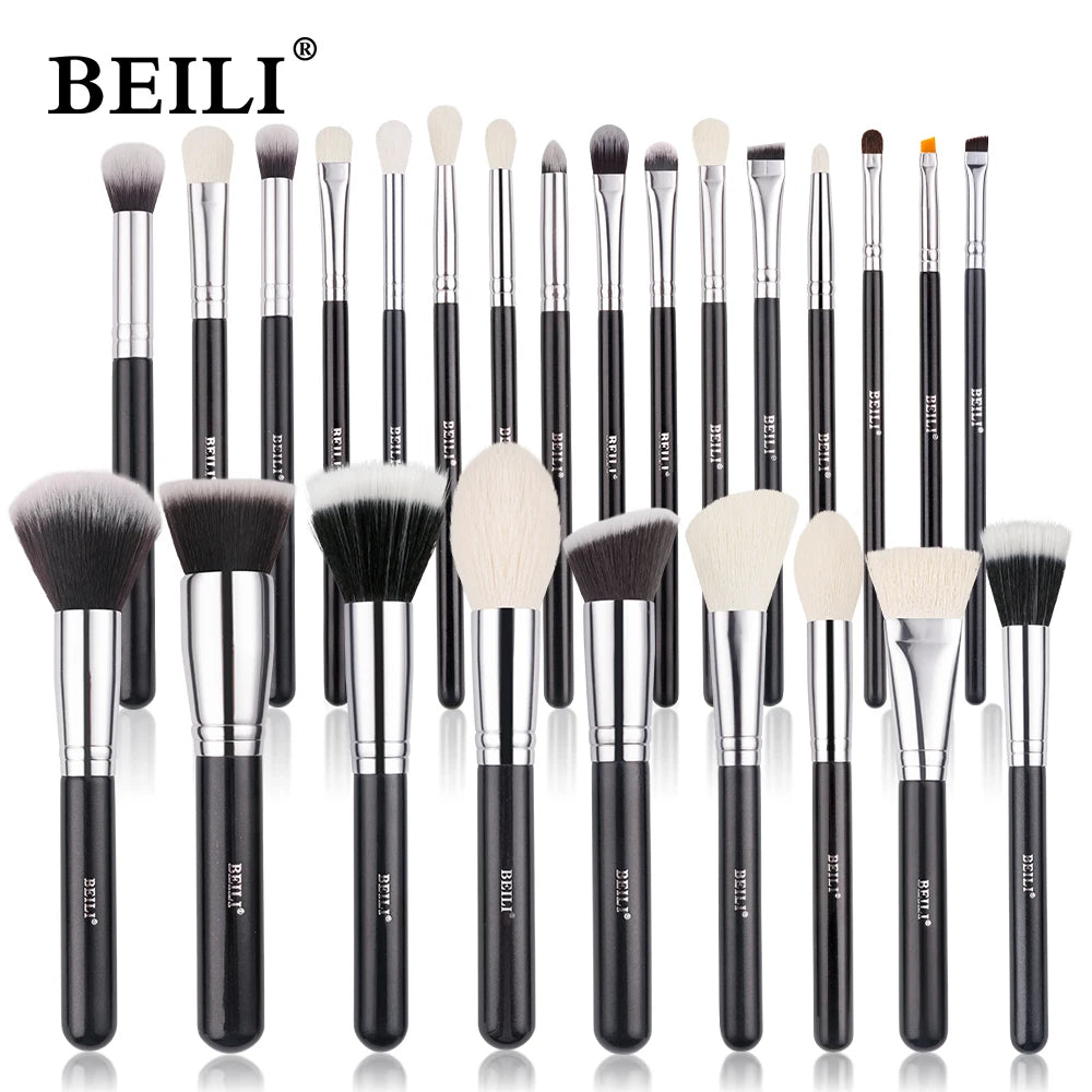 BEILI Black Professional Makeup Brush Set Natural Goat Hair Beauty Tools