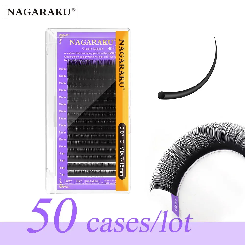 NAGARAKU Mink Eyelash Extensions 50 Cases 16 Rows Classic Individual Lashes