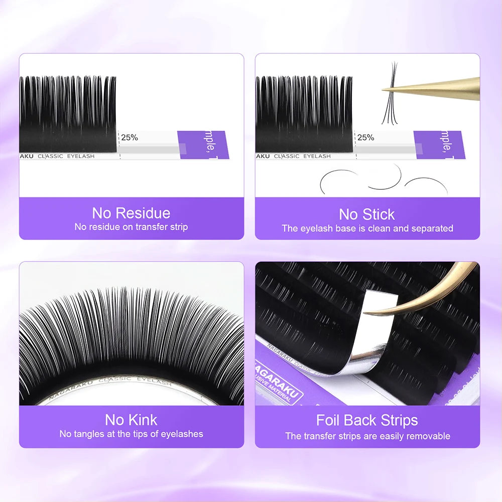 NAGARAKU Mink Eyelash Extensions 50 Cases 16 Rows Classic Individual Lashes