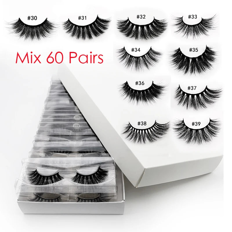 Wholesale 3D Mink Lashes 4–100pcs Natural Wispy Fluffy False Eyelashes Bulk