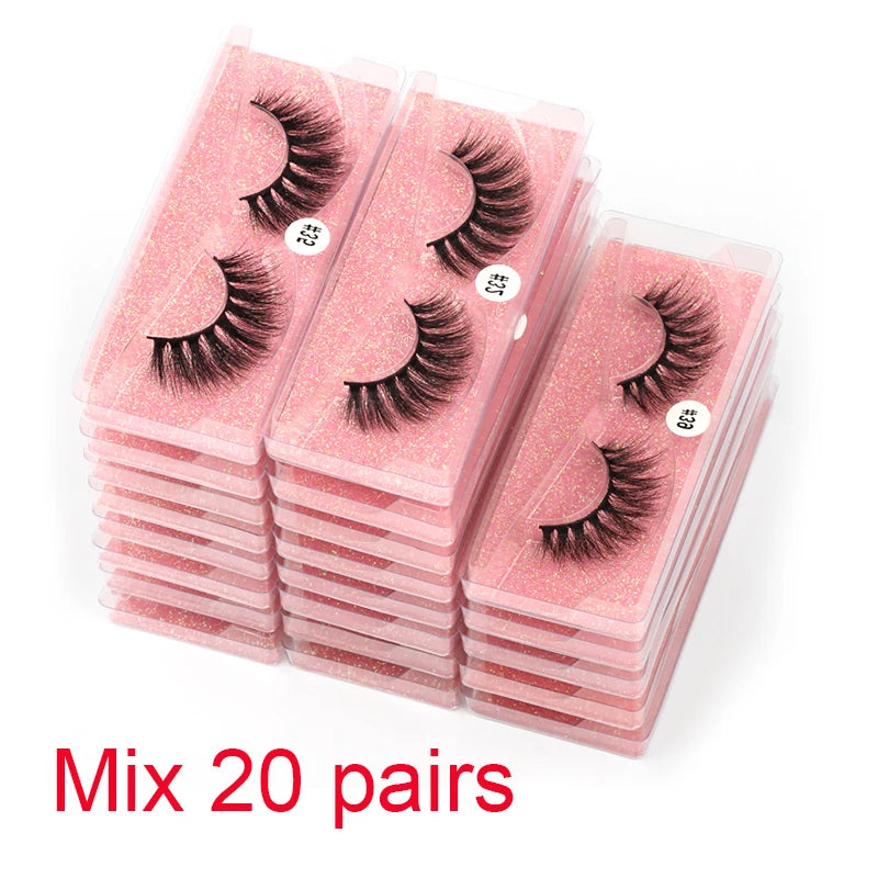 Wholesale 3D Mink Lashes 4–100pcs Natural Wispy Fluffy False Eyelashes Bulk