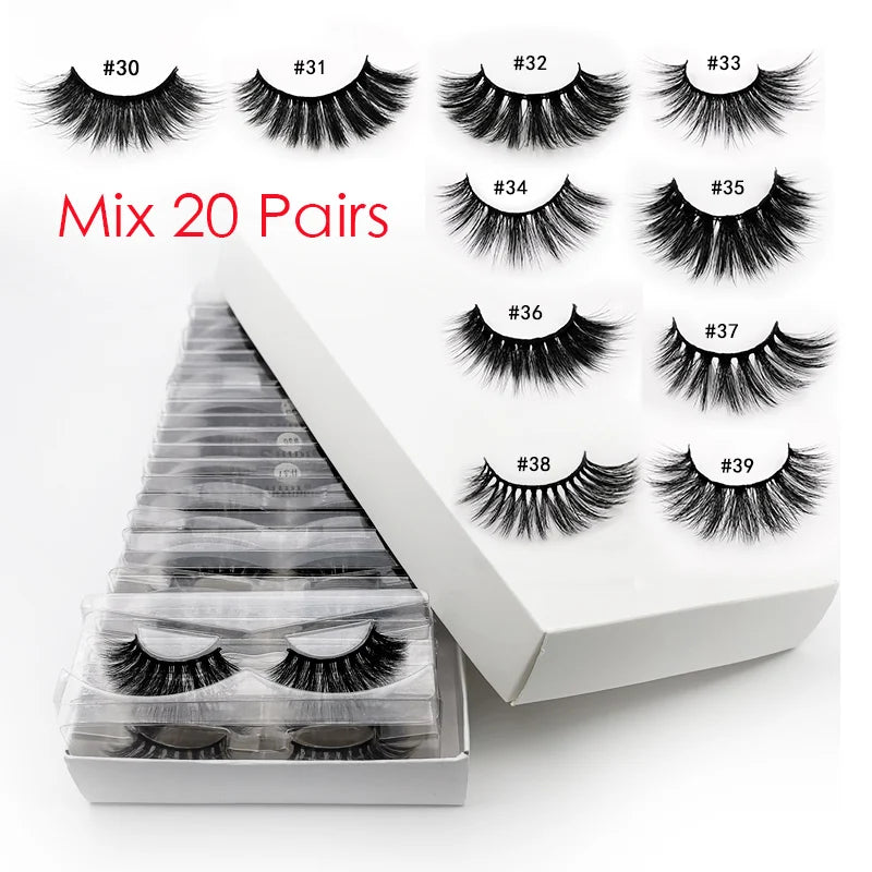 Wholesale 3D Mink Lashes 4–100pcs Natural Wispy Fluffy False Eyelashes Bulk