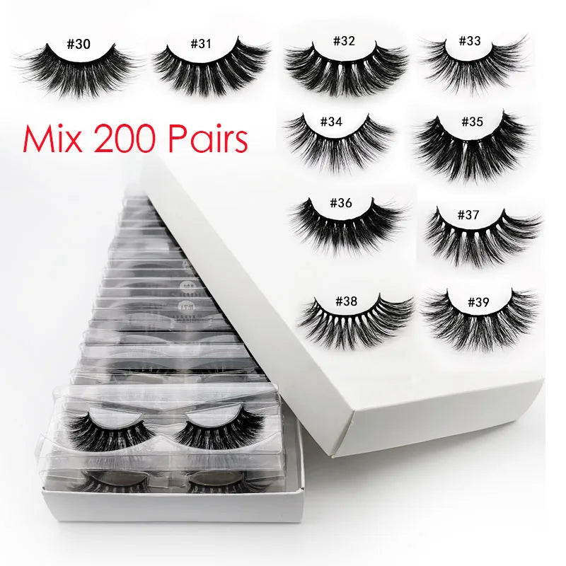Wholesale 3D Mink Lashes 4–100pcs Natural Wispy Fluffy False Eyelashes Bulk