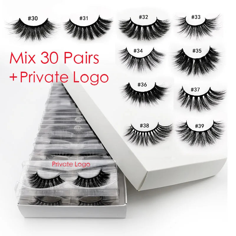 Wholesale 3D Mink Lashes 4–100pcs Natural Wispy Fluffy False Eyelashes Bulk