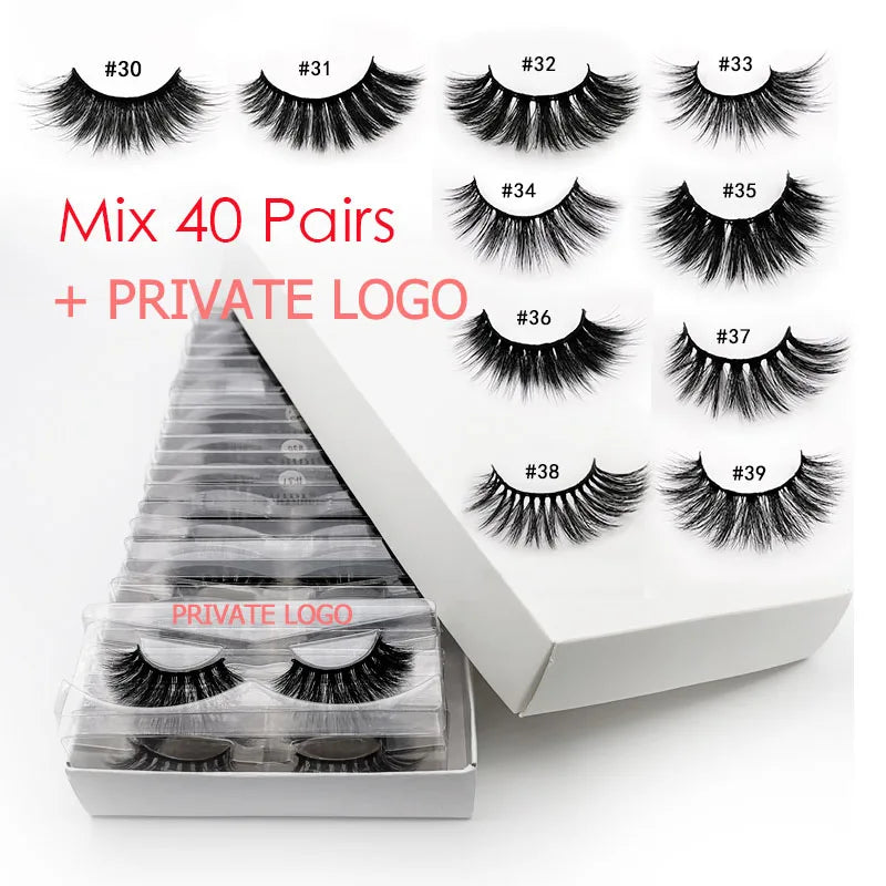 Wholesale 3D Mink Lashes 4–100pcs Natural Wispy Fluffy False Eyelashes Bulk