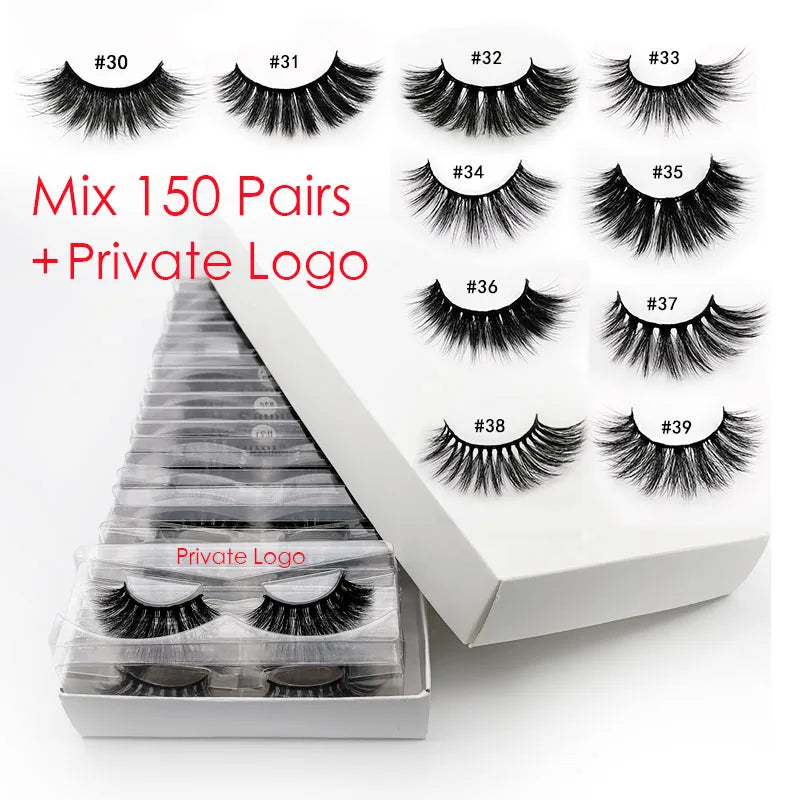 Wholesale 3D Mink Lashes 4–100pcs Natural Wispy Fluffy False Eyelashes Bulk