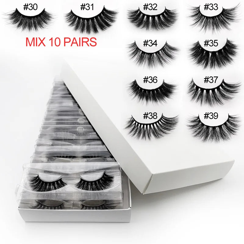 Wholesale 3D Mink Lashes 4–100pcs Natural Wispy Fluffy False Eyelashes Bulk