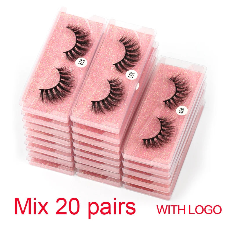 Wholesale 3D Mink Lashes 4–100pcs Natural Wispy Fluffy False Eyelashes Bulk