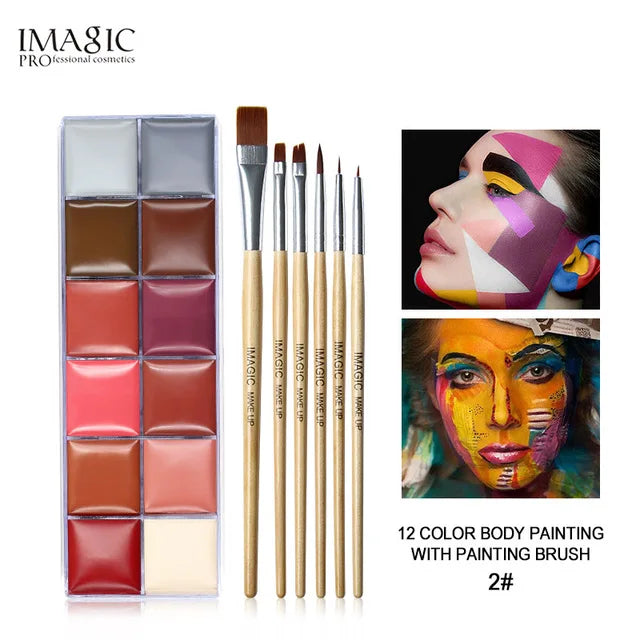 IMAGIC 12 Colors Face & Body Paint Set Flash Tattoo Makeup for Halloween