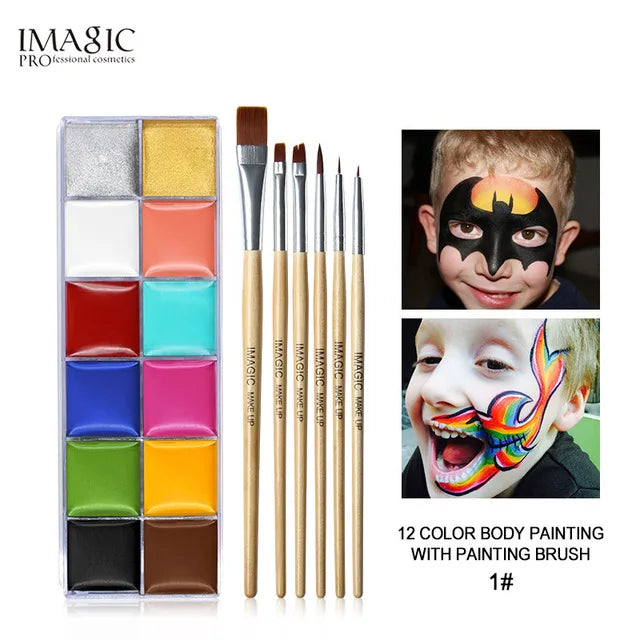 IMAGIC 12 Colors Face & Body Paint Set Flash Tattoo Makeup for Halloween