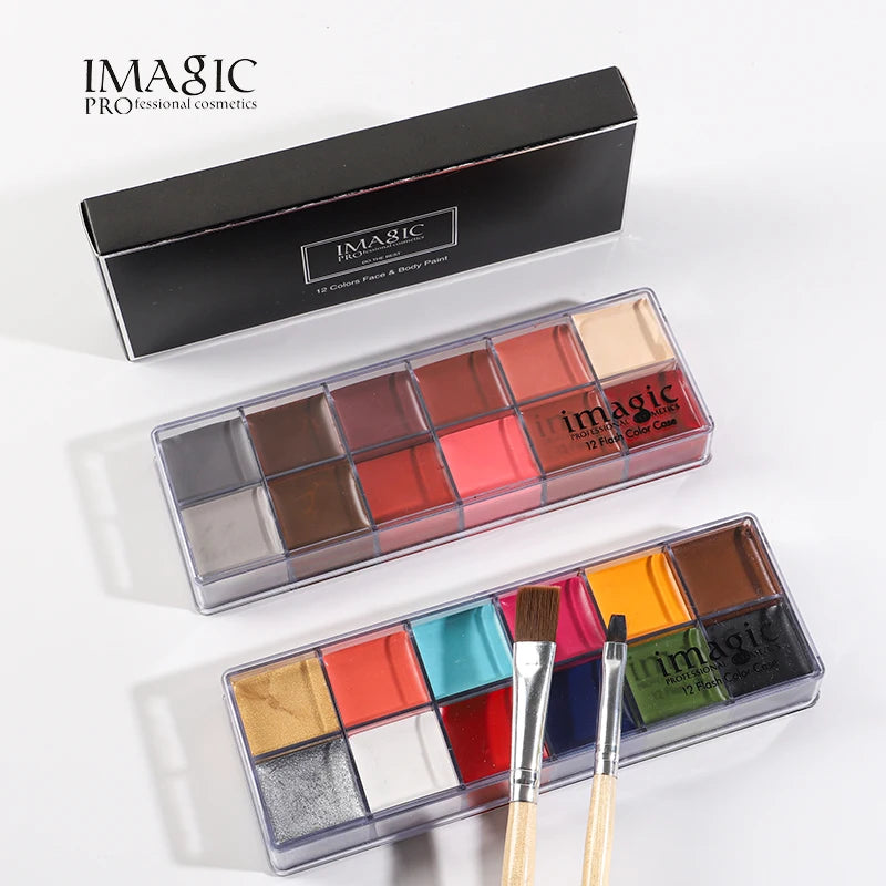 IMAGIC 12 Colors Face & Body Paint Set Flash Tattoo Makeup for Halloween