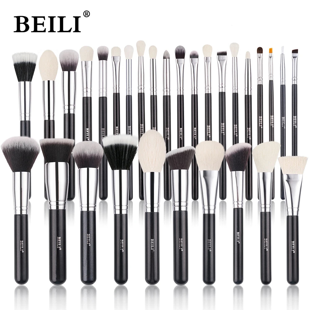 BEILI Black Professional Makeup Brush Set Natural Goat Hair Beauty Tools