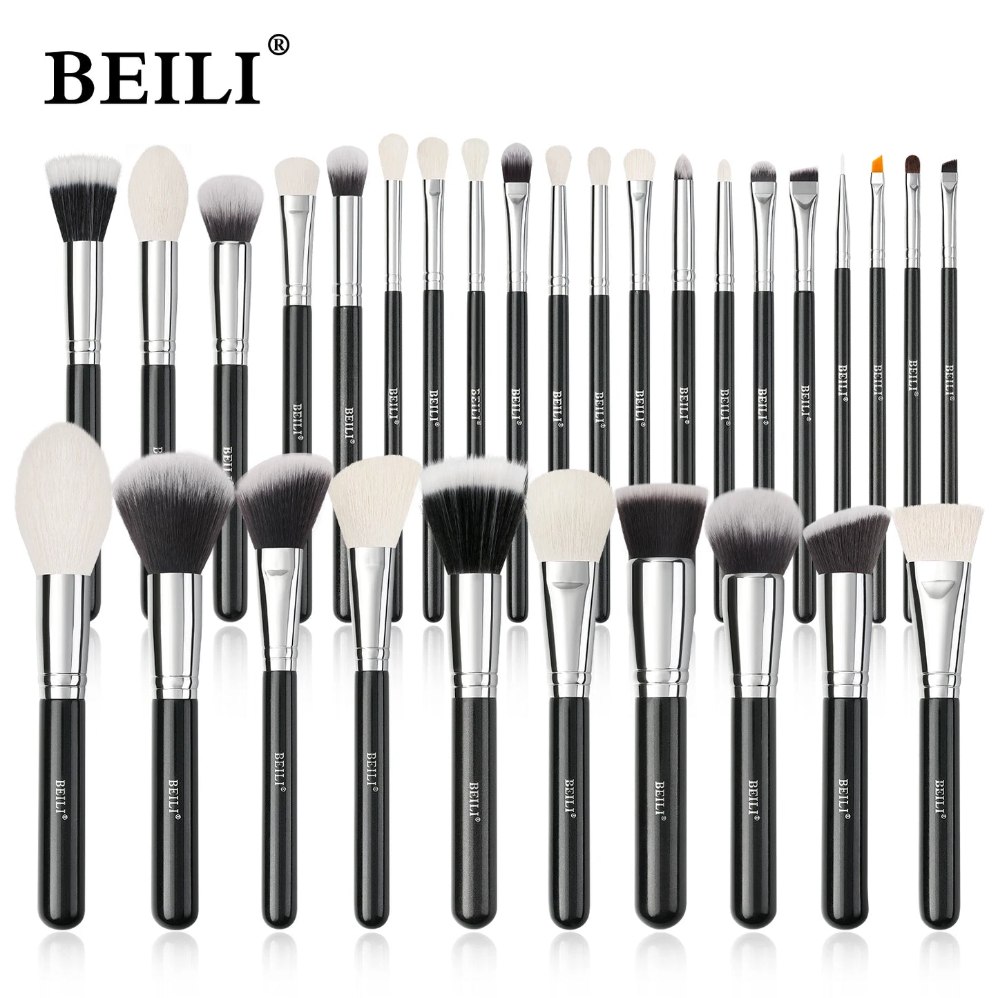 BEILI Black Professional Makeup Brush Set Natural Goat Hair Beauty Tools