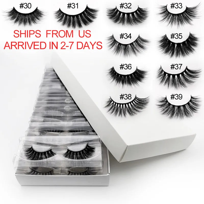 Wholesale 3D Mink Lashes 4–100pcs Natural Wispy Fluffy False Eyelashes Bulk