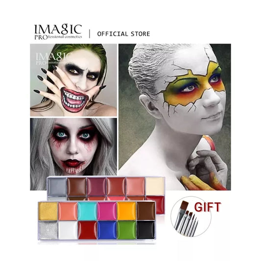 IMAGIC 12 Colors Face & Body Paint Set Flash Tattoo Makeup for Halloween