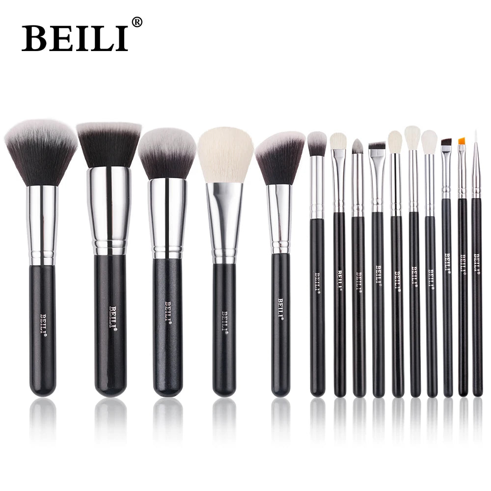 BEILI Black Professional Makeup Brush Set Natural Goat Hair Beauty Tools