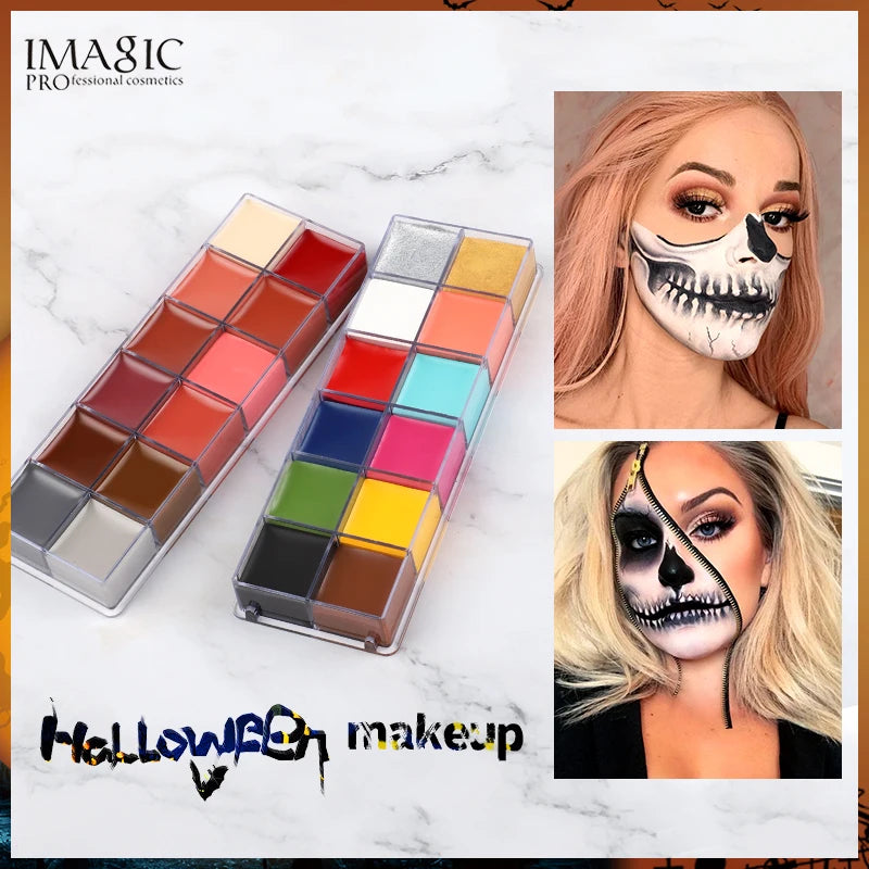 IMAGIC 12 Colors Face & Body Paint Set Flash Tattoo Makeup for Halloween