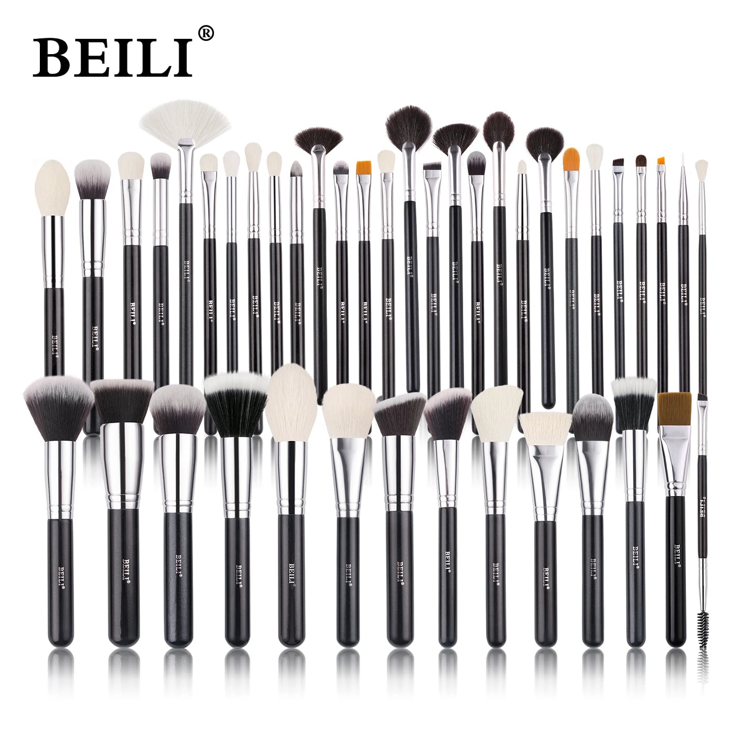 BEILI Black Professional Makeup Brush Set Natural Goat Hair Beauty Tools